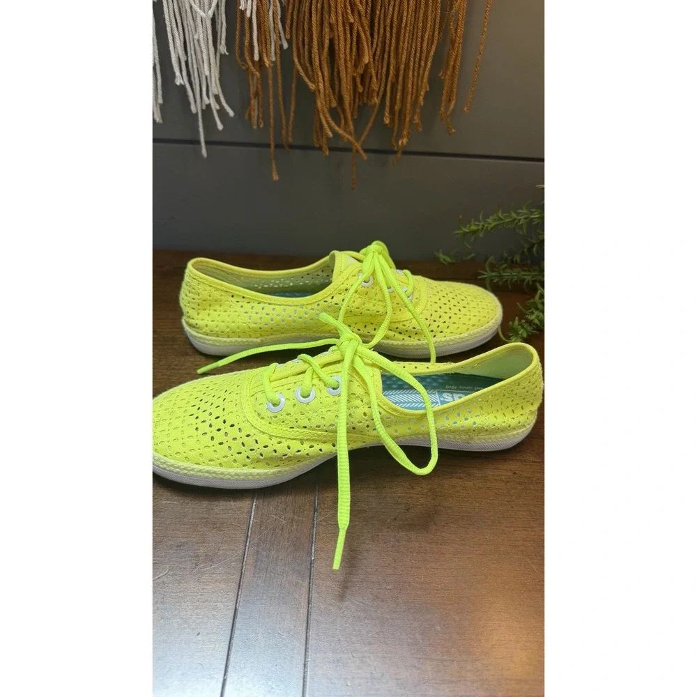 Vtg New Neon Yellow Keds Womens Breezie Canvas Lace Up Sneakers Size 7.5